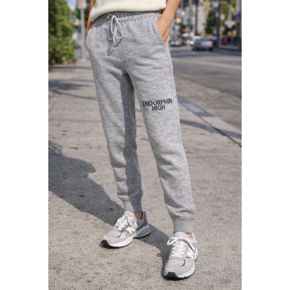 Endorphin High Knit Joggers Womens Large Gray Excellent Graphic Sweatpants